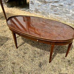 Vintage MERSMAN Wooden Oval Coffee Table With Glass Top