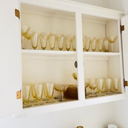 Vintage Yellow Depression Glass Stemware And Plates (Kitchen)