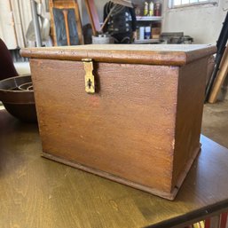 Vintage Wooden Hinged Storage Box, Lock Box, Small Chest (garage)