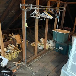 Large Metal Clothing Rack And Hangers (Attic)
