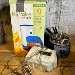 Trio Of Kitchen Appliances, Black & Decker Hand Mixer, Fondu Pot, Iced Tea Maker (bsmt)