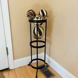 Metal Stand With Glass Vase And Filler (Hallway)