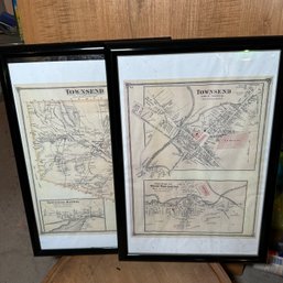 Pair Of Vintage Maps Of Townsend In Frames (Basement 1)