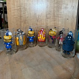 Seven Vintage McDonald's Character Glasses Including Grimace, Mayor Mc Cheese, Big Mac, & More (Basement 1)