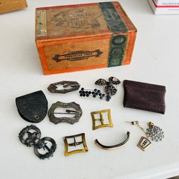 Cigar Box With Pins And Other Findings (NK)