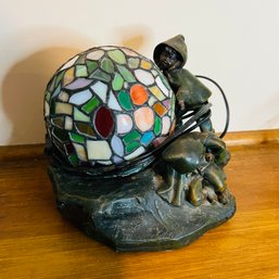 Light Fixture With Stained Glass Sphere - As Is (Basement 1)