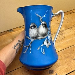 Vintage Blue Bird Porcelain Pitcher By Midwinter Burlsem England (attic)
