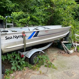 1987 Sea Nymph Outboard V-bottom Aluminum 14R Boat With Trailer, As Is Motor And Seats