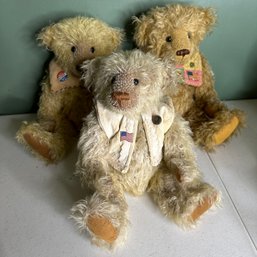 Trio Of J.K. Bears Handmade In Vermont Mohair Teddy Bears (Garage)
