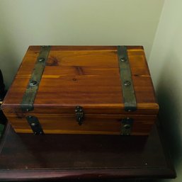 Small Cedar And Metal Storage Box (Bedroom 3)