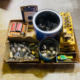 Assorted Vintage Electrics Lot - Bulbs, Connectors, Fuses, And More! (Back Table)