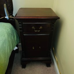 Vintage Dark Wood Nightstand (Bedroom 3)