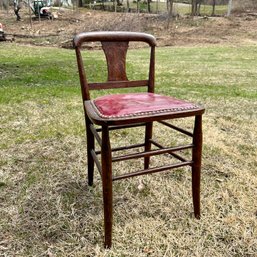 Antique Red Vinyl/leather Low Profile Side Chair