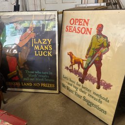 Pair Of Large Framed Posters, Copyrighted 1929 By Mather & Company, Plastic Frame & Plexiglass (Garage Center)