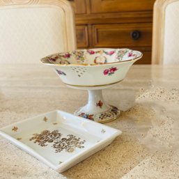 Vintage Pedestal Bowl And Tray (Kitchen)
