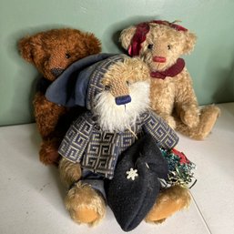 Trio Of J.K. Bears Handmade In Vermont Mohair Teddy Bears Incl. Santa (Garage)