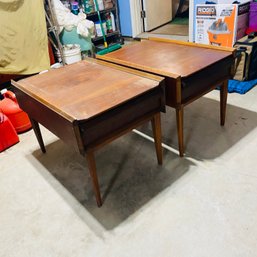 Pair Of Mid Century Modern, LANE End Tables, One Draw Sticky & Some Wear With Age (Garage)