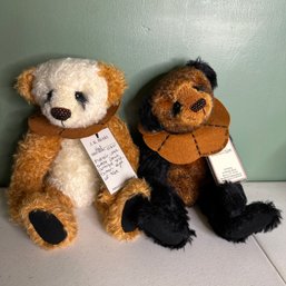 Pair Of J.K. Bears Vintage Handmade In Vermont Teddy Bears, Hal & Lo (Garage)