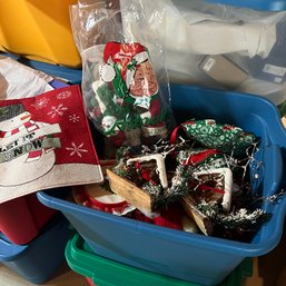 Holiday Lot With Ornaments, Large Stocking, Annalee Figures And More (Garage)