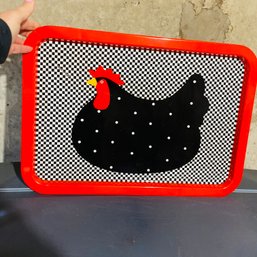 Cute Black And Red Faroy Metal Tray With Chicken Image (BSMT)
