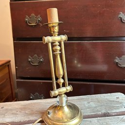 Vintage Brass Adjustable Desk Lamp, With Paper Punch Shade, See Description (attic Right)