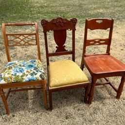 Trio Of Vintage Wooden Chairs