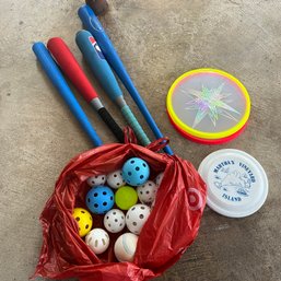 Whiffle Balls, Kids Baseball Bats And Frisbees (garage)