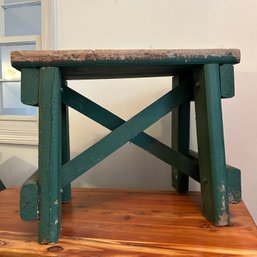 Handmade Wooden Bench Seat, Green (attic Right)