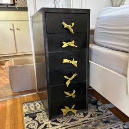 Upcycled Black Metal Storage Cabinet With Ribbon Handles