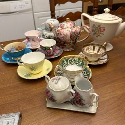 Beautiful Assortment Of Vintage Tea Pots, Cups, & Saucers, Incl. Paragon (BSMT)
