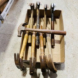 Large Lot Of Assorted Wood Handle Hammers (Loc: Floor Left Table)