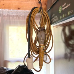 Hanging Light With Extension Cord And Extra Plug (Garage)