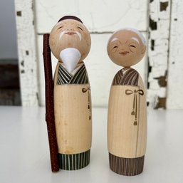 Pair Of Handpainted Wooden Figurines (OA)