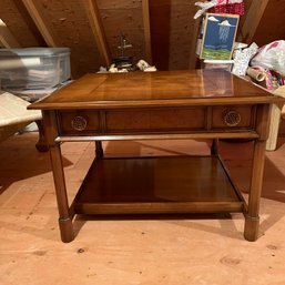 Vintage Hekman Solid Wood End Table With Drawer (Attic)