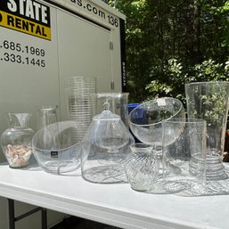 Large Lot Of Large Decorative Glass Vases And Jars