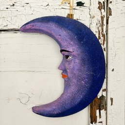 Painted Crescent Moonface Wall Hanging (OA)