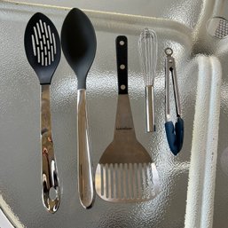 LamsonSharp Spatula, All Clad Utensils And Mini Whisk And Tongs (porch)