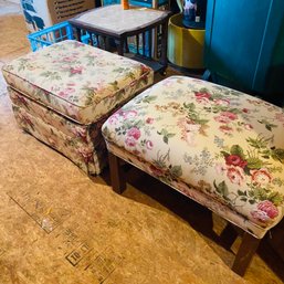 Set Of 2 Floral Cloth Hassock / Bench (Garage, Top Floor)