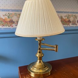 Small Brass-like Adjustable Swing Arm Lamp With Pleated Shade (Kitchen)