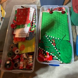 Holiday Bows, Ribbon, Wrapping Paper And Some Decor (Garage)