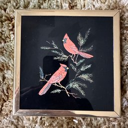Small Vintage Framed Cardinals By Kafka Industries (Up2)