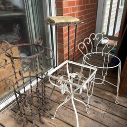 Mixed Lot Of Four Plant Vintage Plant Stands (deck)