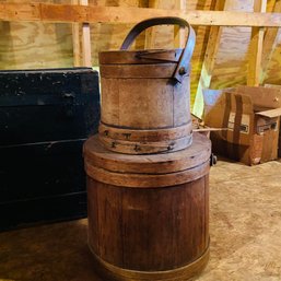 2 Vintage Wood Baskets With Handles (Garage, Top Floor)