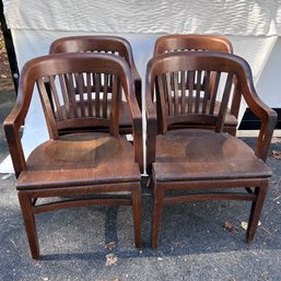 Set Of 4 Vintage WH GUNLOCKE Chair Co Wooden Chairs