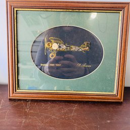 P Ammon Boeing FB5 Airplane Mixed Media Art In Frame