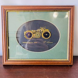 P Ammon Triumph Tiger 70 Motorcycle Mixed Media Art In Frame