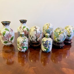 Stunning Collection Of Vintage Chinese Cloisonne Pieces, Cloisonne Eggs, Cloisonne Snuff Bottles, Vases (BSMT)