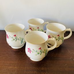 Set Of Four Floral Mugs With Butterflies (PM)