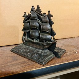 Pair Of Metal Boat Shaped Bookends (Basement)