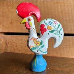 Vintage Portuguese Pottery 'good Luck' Rooster, Previously Used In Garden (deck)